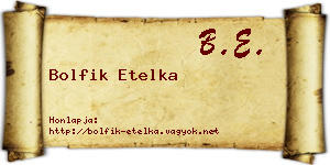 Bolfik Etelka névjegykártya
